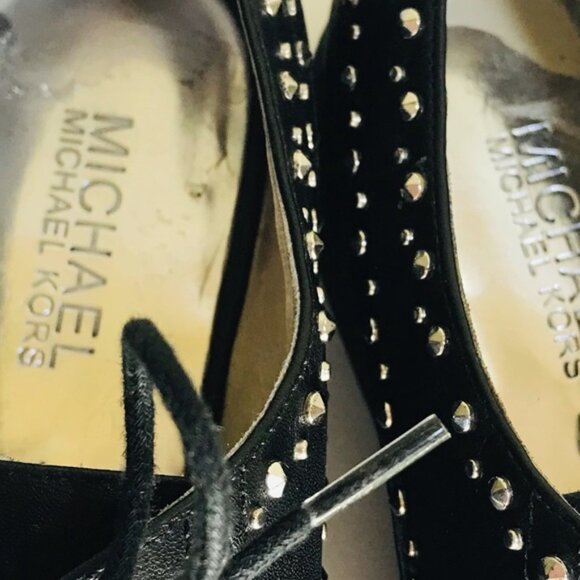 Michael Kors Oxford Studs Leather Lace Up Shoes Grommets Flats Booties Wedge 7 - Picture 15 of 15